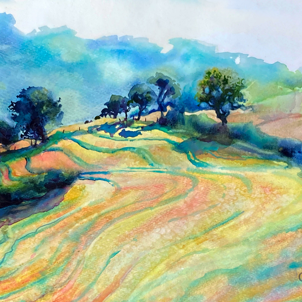 Patterned Watercolour Hillsides